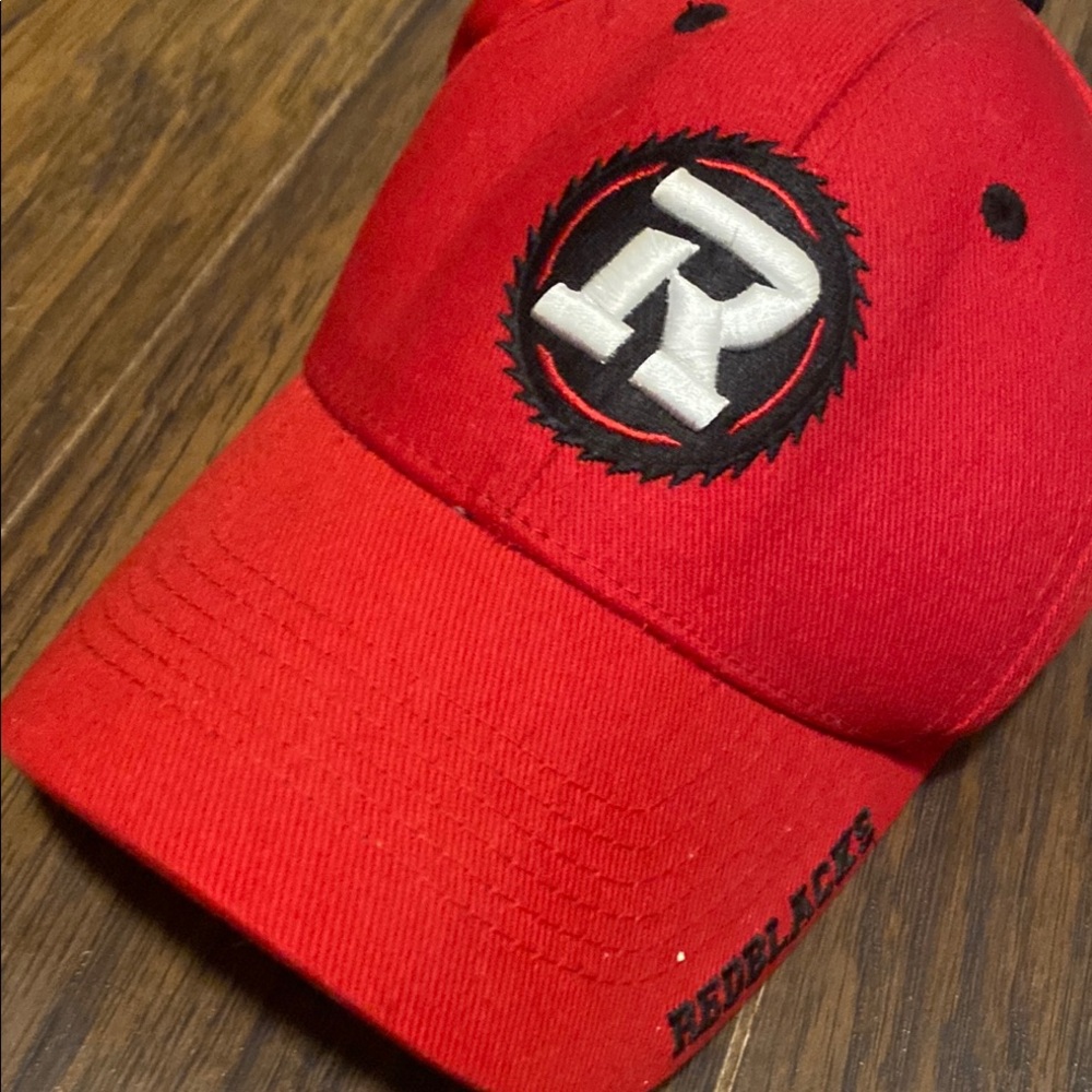 Red Structured Baseball Hat with Embroidered Logo